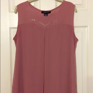 Rose-colored sheer sleeveless top